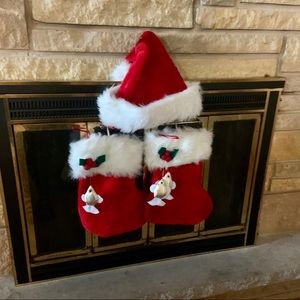 Cat Christmas Stockings and Hat Set